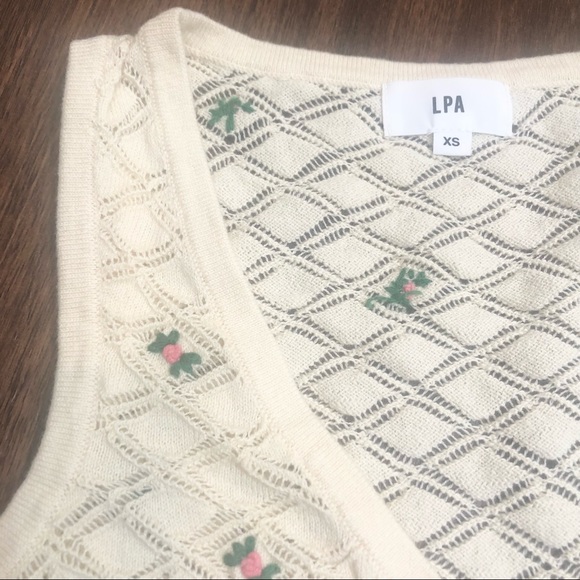 LPA Daphne Embroidered Wrap Top in Ivory & Pink Floral - Picture 6 of 6